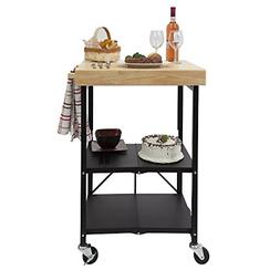 Origami Foldable Kitchen Island Cart, Black