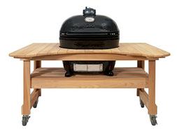 Primo Oval XL 400 Ceramic Smoker Grill On Curved Cypress Tab