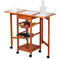 Yaheetech 4-Tier Portable Drop Leaf Kitchen Island on Wheels